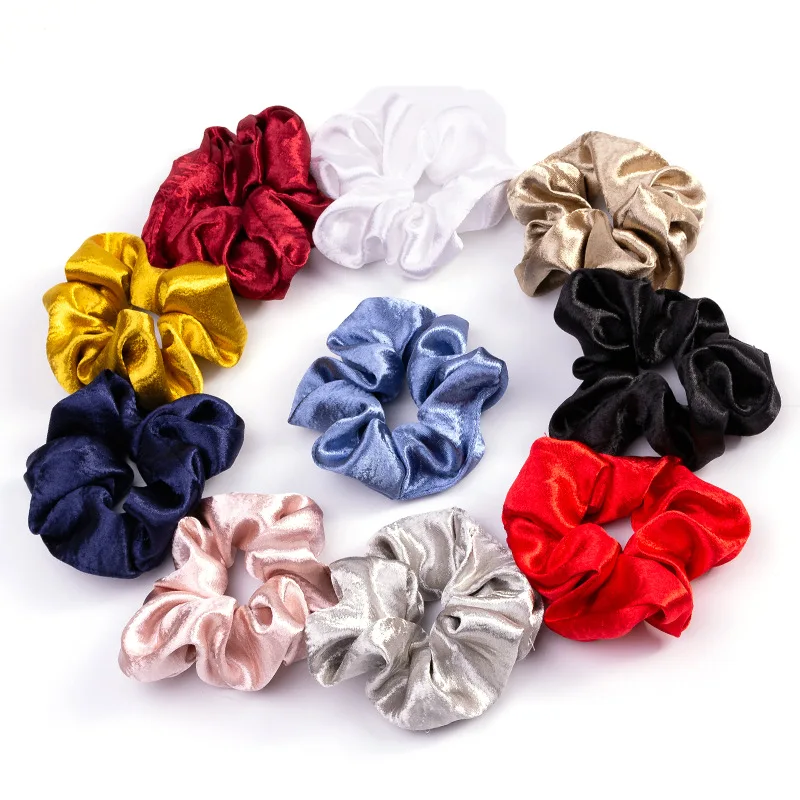 M MISM Women Silk Crude Elastic Hair Bands Elegant Solid Scrunchies Rubber Band Ponytail Holder Headband Ladies Accessories | Аксессуары