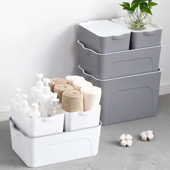 

Plastic bin with cover clothes toys books clutter bin on-board locker receive a case 4 times