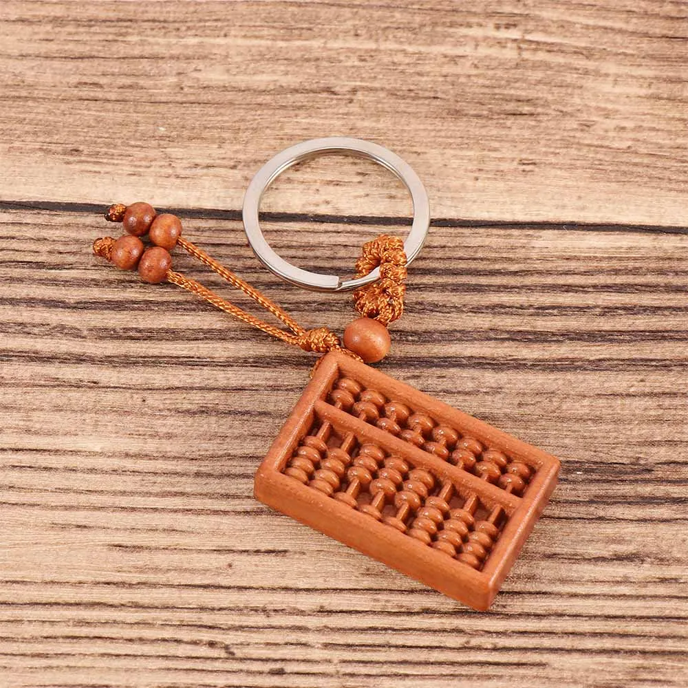 Деревянный резной брелок для ключей Abacus автомобильный с надписью на удачу амулет