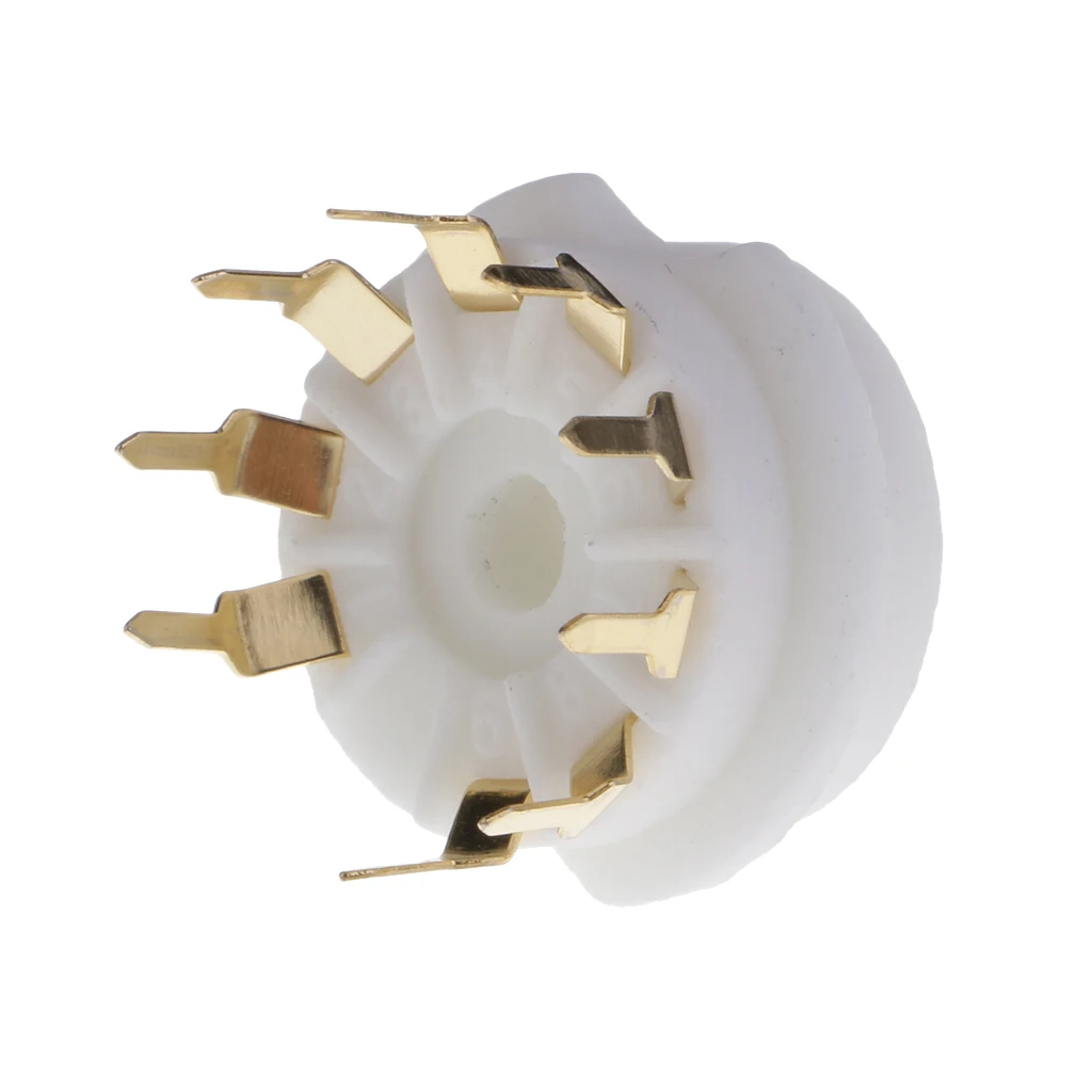 GZC9-B-G 9pin White Ceramics Gold Plated Vacuum Tube Socket GZC9-B-G For 12AX7,12AT7,12AU7,ECC83,ECC82,E88CC, 6922 ,6p1