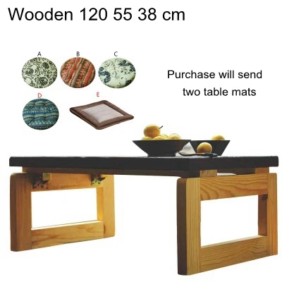 Балкон, спальня, гостиная, Маленький журнальный столик, гостиная, твердая древесина, чайное окно, низкий складной стол, прямоугольный японский стиль - Color: Wooden 120 55 38 cm