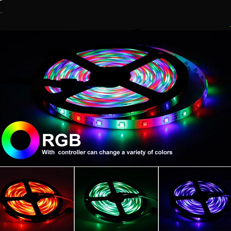 RGB led ленточный светильник SMD 2835 2 м 3M 5 м 10 м DC12V гибкий светодиодный светильник ленточный пульт дистанционного управления ТВ Настольный экран задний светильник