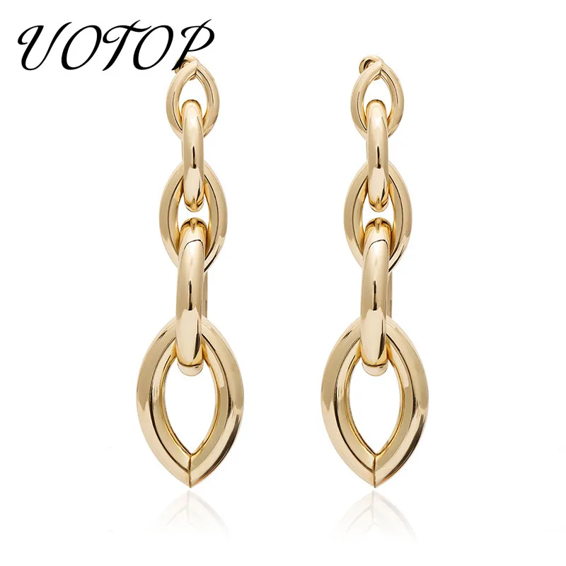 

New Simple Gold Silver Color Long Tassel Dangle Earrings for Women Fashion Statement Metal Earrings Pendientes Mujer Moda 2019