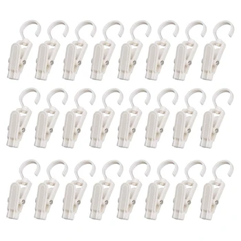 

50 PCS Super Strong Plastic Home Travel Swivel Hanging Laundry Hooks Clip(White)