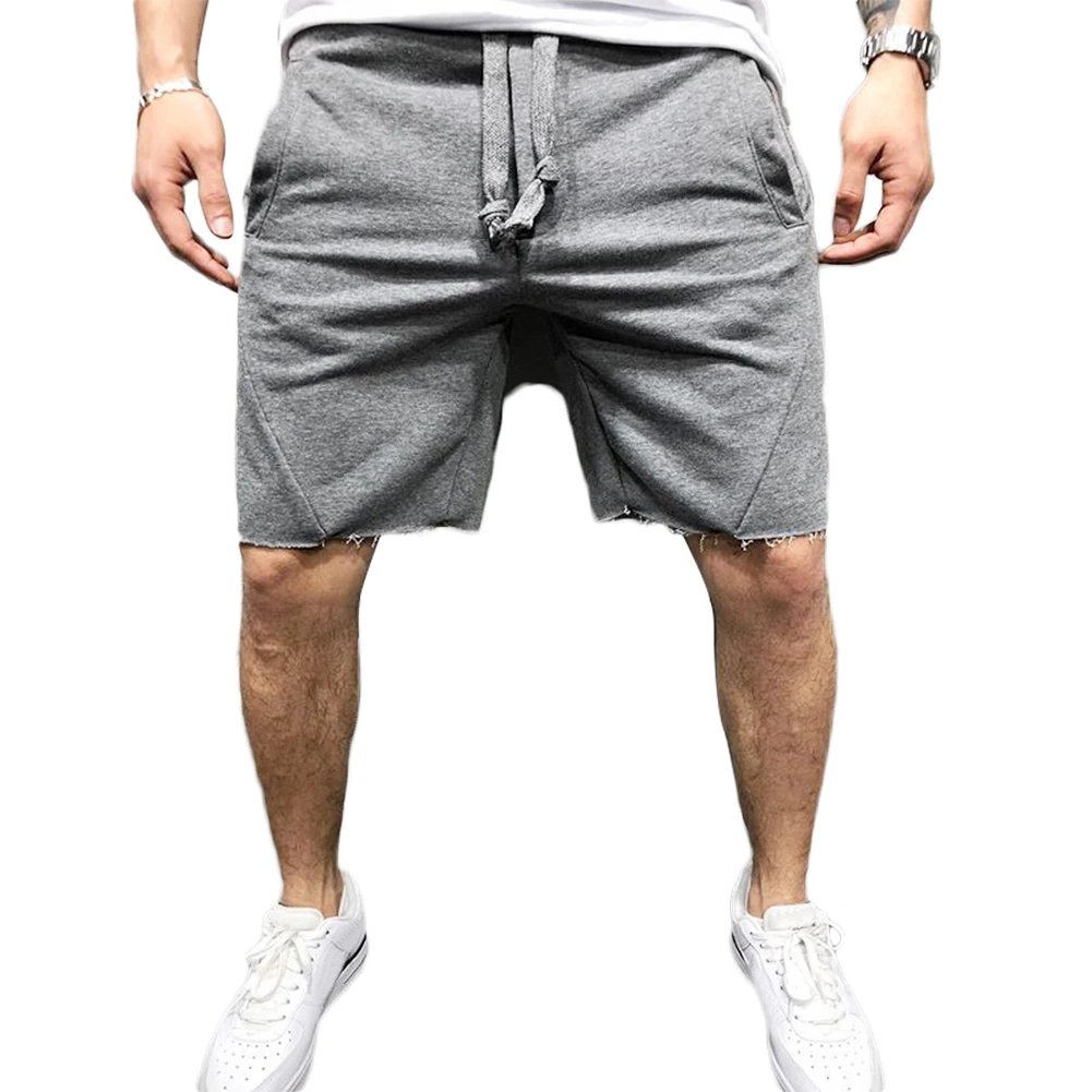 Мужские модные весенние повседневные однотонные спортивные шорты, мужские эластичные дышащие шорты для лета, пляжные мужские шорты