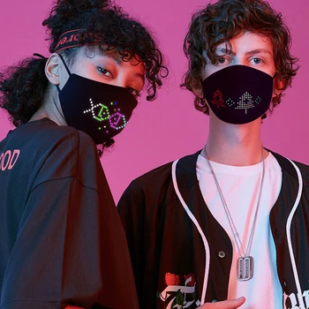 

Halloween LED Luminous Mask APP Control Full Color Display Mask Mouth-Muffle Winter Warm Cycling Mask Halloween Cosplay Mask