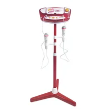 Горячая Детская караоке машина с 2 микрофонами и регулируемой подставкой Музыкальный Игровой Набор обучающая игрушка подарок для детей-красный