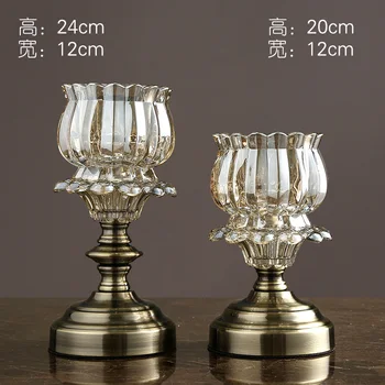 

Luxury Stand Candle Holder Crystal Glass European Romantic Dinner Table Candle Holder Retro Home Wedding Candlestick New MM60ZT