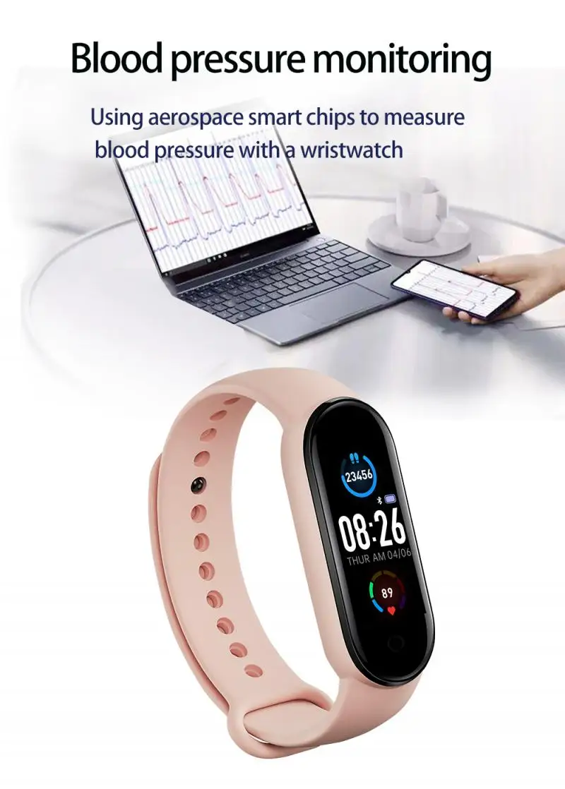 M5 Smart Bracelet Men Fitness Smart Wristband Women Sports Tracker Smartwatch Play Music Bracelet Support For Adriod IOS