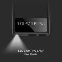 Черный A1 10000mA 5V износостойкий устойчивый к царапинам светодиодный внешний аккумулятор с двумя выходами USB для мобильного телефона