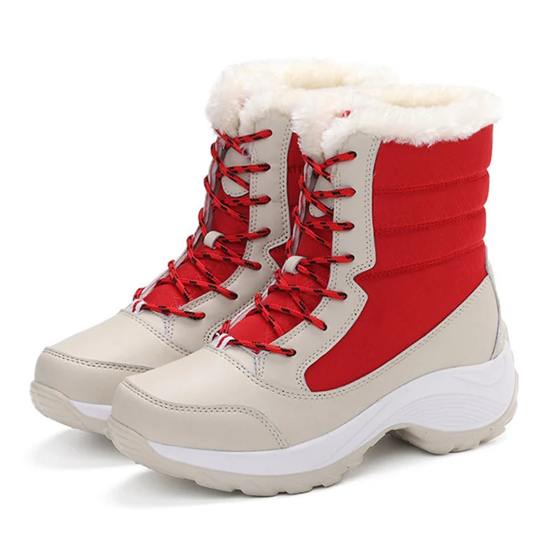 

Winter Waterproof Women Snow Boots Keep Warm Women Shoes Platform Ankle Booties Thick Fur Heels shoes woman boots dropshipping