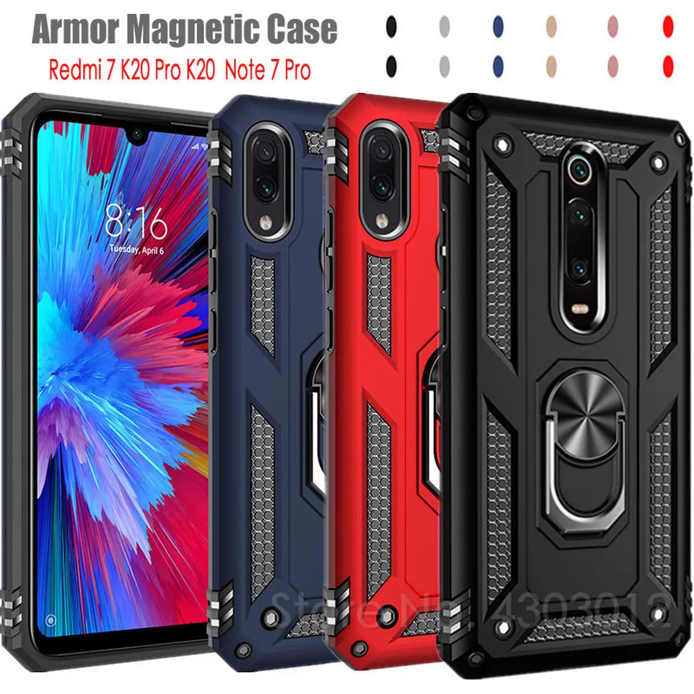 

Luxury Armor Magnetic Soft Shockproof Case for Xiaomi Redmi 7 Note 7 K20 Pro Holder Ring Case for Xiaomi 9 SE 9T Pro CC9 A3 Lite