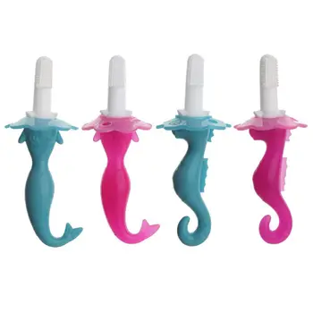 

Hippocampus Fish-shaped Silicone Toothbrush Child Infants Soft Hair Toothbrush Baby Teether Appease Supplies DXAD