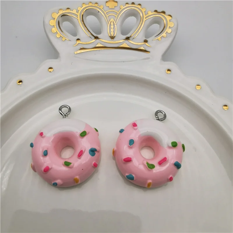 10 шт. смолы Kawaii домашний кукольный домик аксессуары Миниатюрные Мини Конфеты Пончик кукла еда играть Декор кухонные игрушки - Цвет: pink have hook 10pcs