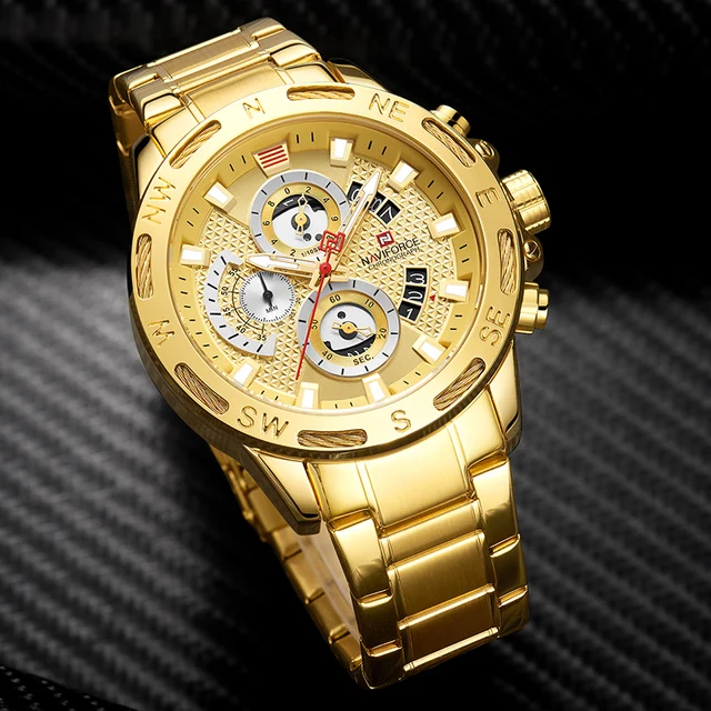 NAVIFORCE Luxury Brand Mens Sport Watches Gold Waterproof Military Clock 6