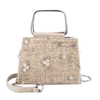 

Lace Flower Straw Woven Bag Chain Messenger Bag Versatile Shoulder Bag Beach Handbag