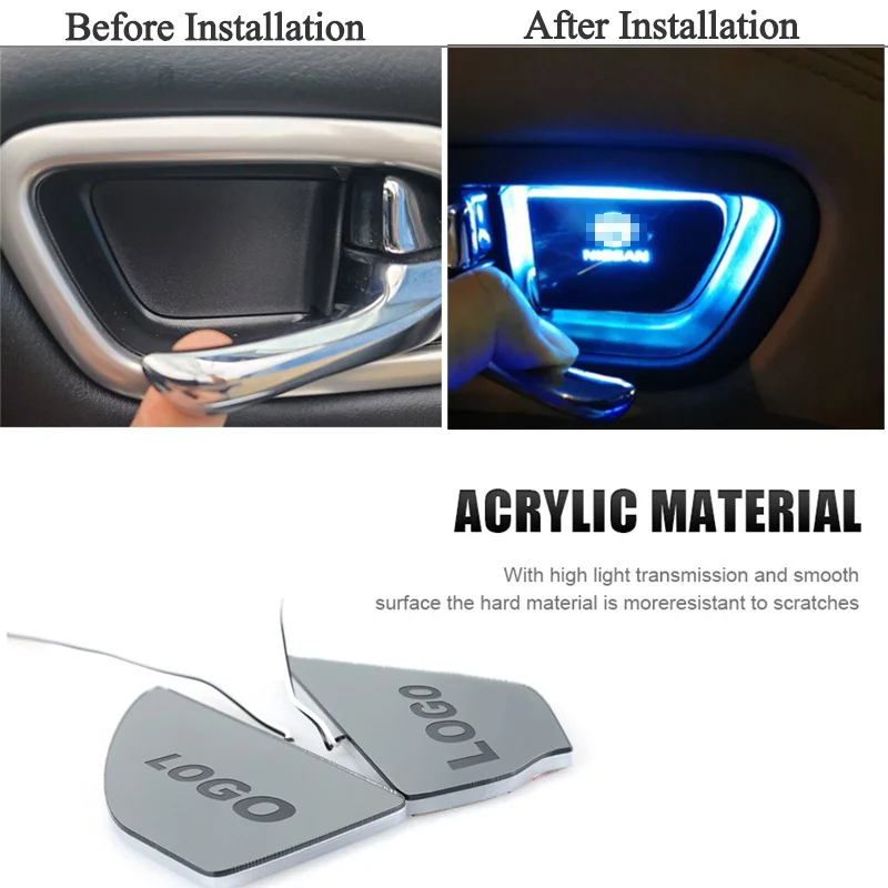 

4Pcs Car Interior LED Door Handle Bowl Light for Infiniti Qx80 QX70S Nissan Patrol Opel Astra J Ampera 2015 2016 Car Accessories