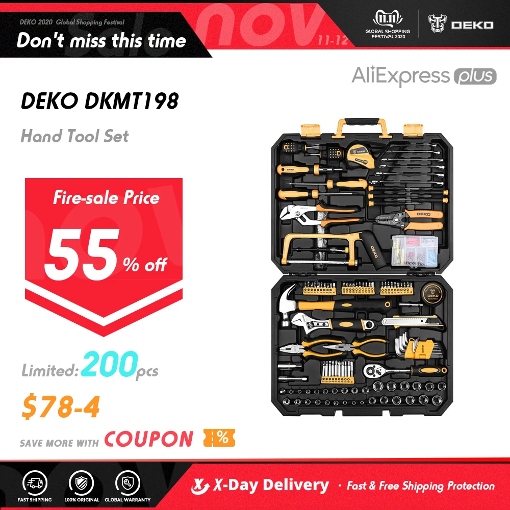 £67.49 Deko Dkmt198 Socket Wrench Tool Set Auto Repair Mixed Tool