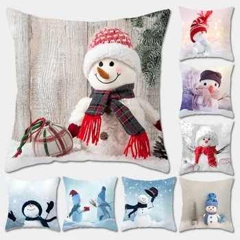 

Nordic Style Peach Skin Velvet Christmas Snowman Pillowcase Festive Party Supplies Christmas Decoration For Home