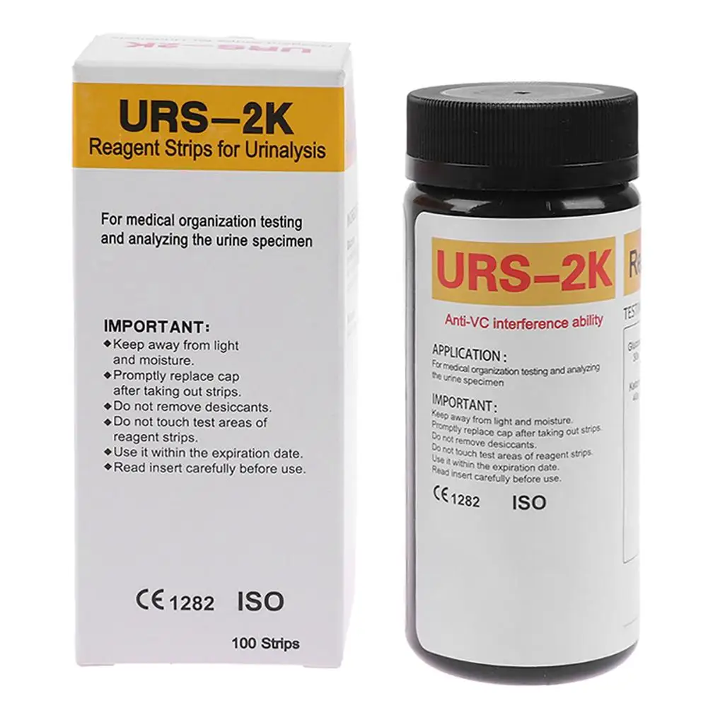 Yintiod 100 Streifen URS-2K Glucose-Keton-Urin-Teststreifen-Reagenzstreifen für die Urinanalyse mit Anti-VC-Interferenz-Fähigkeit 