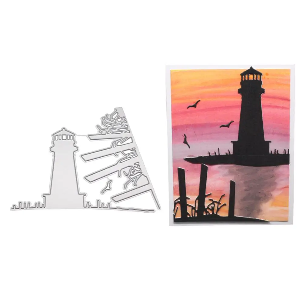 

Lighthouse frame Metal Cutting Dies Scrapbooking Card Making DIY Embossing Cuts New Craft seaside Border Metal 2019 New Die