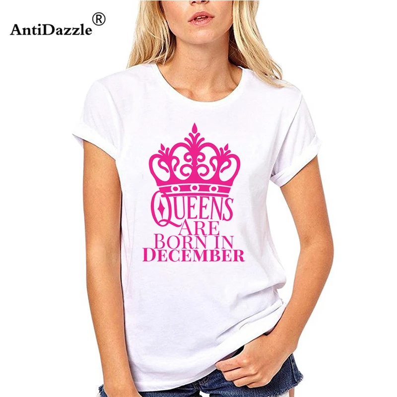Antidazzle азиатские Размеры летние QUEENS рождаются в декабре Креативный дизайн Для женщин футболка с героями мультфильмов, Повседневная футболка Футболки-топы