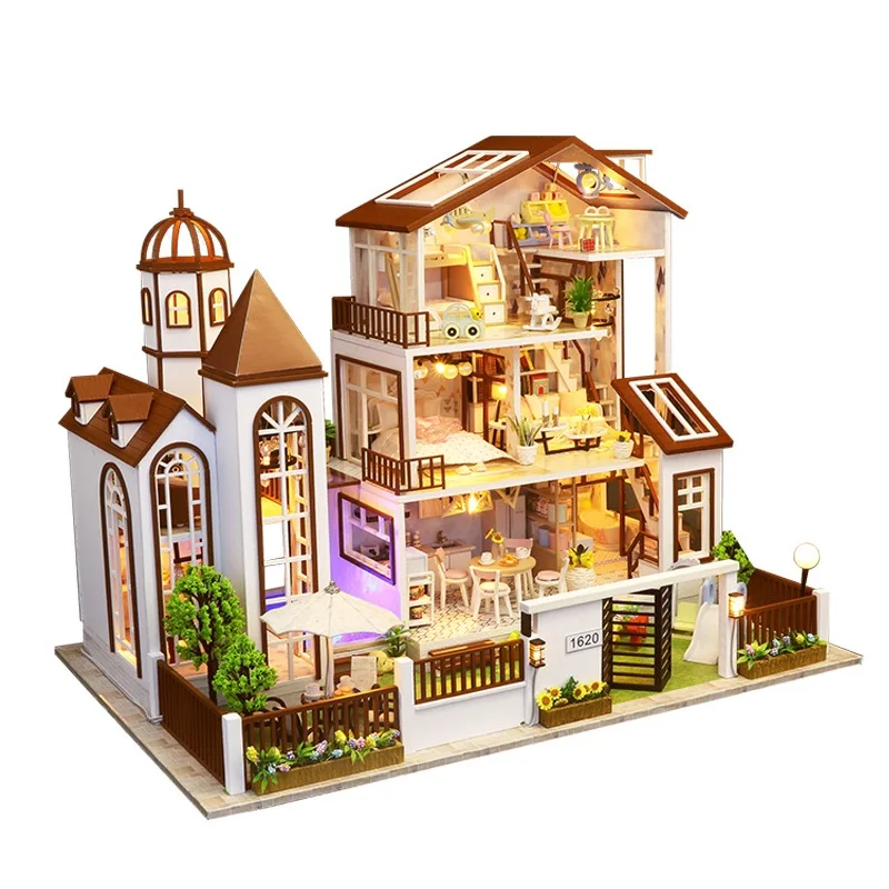 

Big Castle Original lols Wooden Dollhouse Educational Toys villa style doll house Christmas Gift Lalek Domek Dla Lalek Dzieci