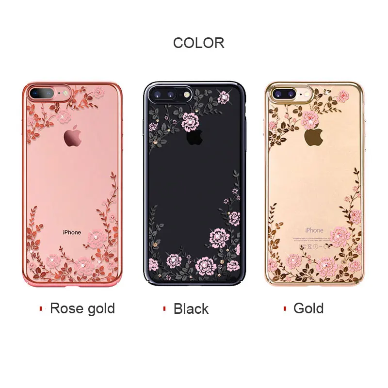 Блестящий чехол с кристаллами для iPhone 8 Plus 7 роскошный брендовый Прозрачный