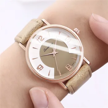 

Casual Women Watches Creative Dial Leather Band Ladies Quartz Wristwatch Girl Student Watch Gift zegarki damskie часы женские /d