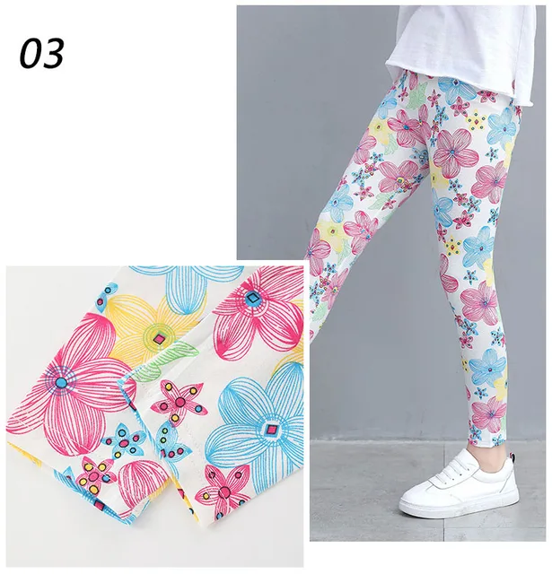 Mid Girlgirls Rainbow Floral Leggings - Modal Skinny Pants For