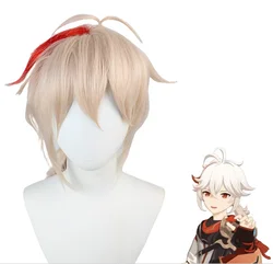 Genshin – perruque de Cosplay à Impact Kazuha, accessoires professionnels, perruques pré coiffées résistantes à la chaleur avec filet à cheveux 