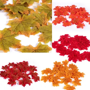 

1000 Pcs Artificial Maple Leaves for christmas decorations at Home Simulation Fall Leaves For Home Wedding Party Decorate