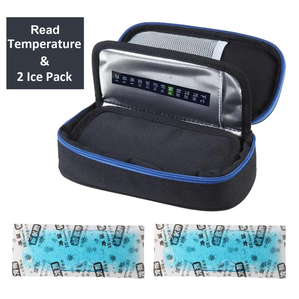 Medical Travel Cooler Bag Oxford Fabric Insulin Cooling Case with 2 Ice Packs for Diabetics Medication Cool