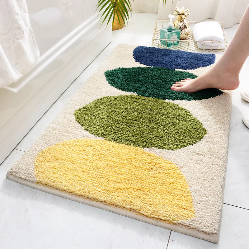 

Flocking Bedroom Living Room Carpet Floor Mat Simple Household Kitchen Bathroom Door Absorbent Non Slip Floor Mat