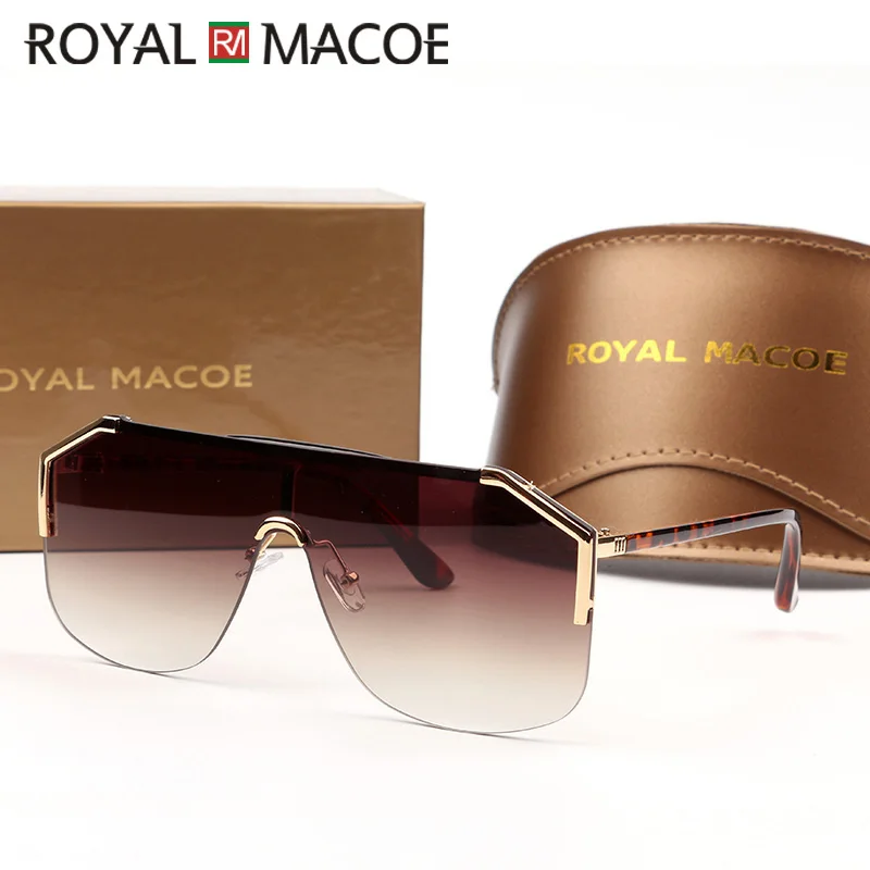 

ROYAL MACOE Big Wide Leg Sunglasses Men Sport Protective Goggles Oversized Sun Glasses For Women Retro Frame Uv400