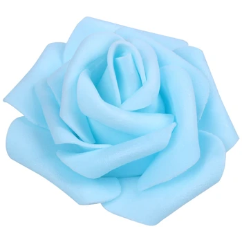 

High Quality 100pcs / bag 6cm Foam Rose Heads Artificial Flower Heads Wedding Decoration(light blue)