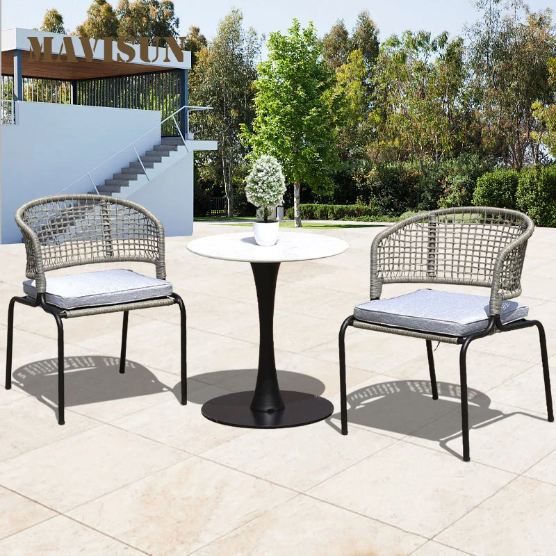 Garden Chaise Lounge Waterproof Single Person Furniture Combination Open-Air Room Modern Outdoor Dining Table Set 4 Chairs