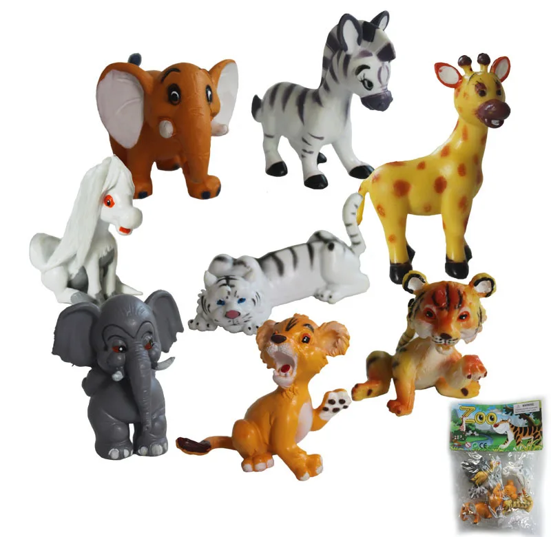 

Factory Direct Selling Cute Cartoon Forest Farm Animal Model Tiger Elephant Zebra Deer Model P2903/8