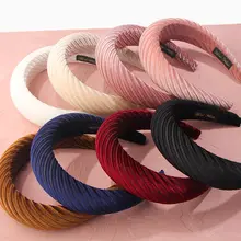 Flatfoosie модные толстые бархатные повязки для женщин ободки для девочек ручной работы 4 см в ширину хорошего качества в полоску аксессуары для волос