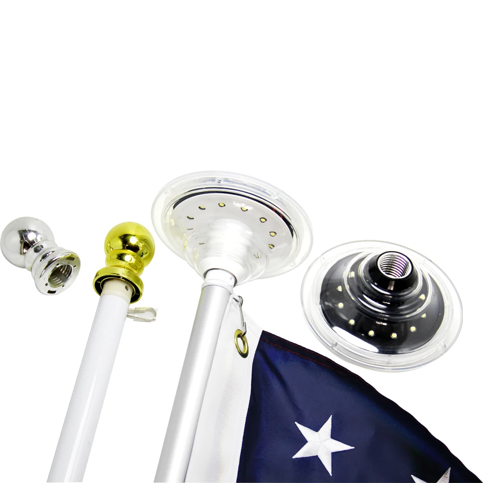 

Wholesales Newest UFO Solar Flagpole Light Sun Light Control Intelligent Solar Powered Flagpole Light For House Flags Hot Sale