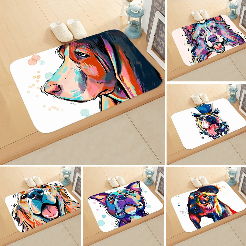 

40*60cm Creative Big Face Dogs Mat Cute Cartoon Dog Carpet Flannel Anti Slip Mat Bedroom Floor Mat Toilet Mat Household Mat