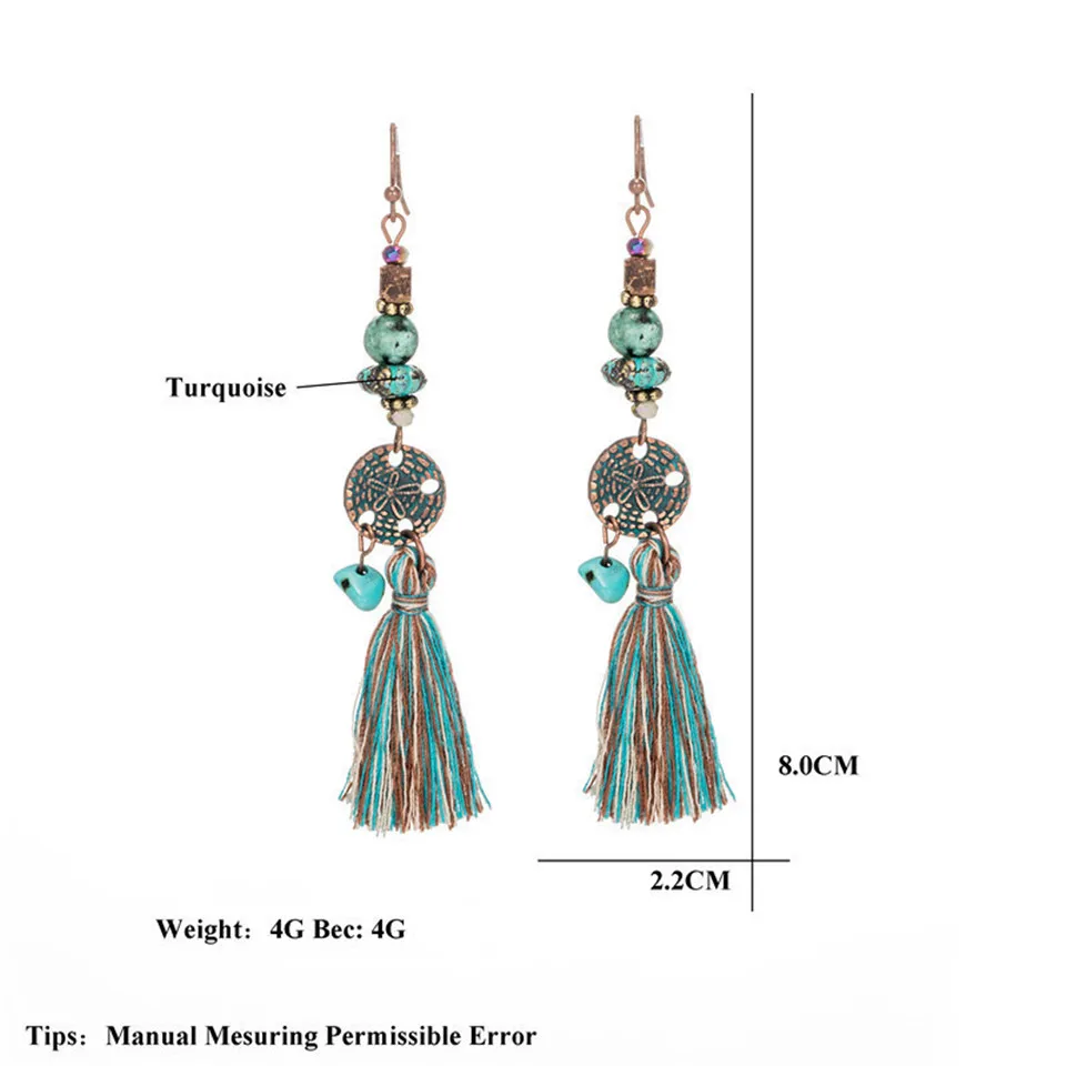 Exaggerated natural stones bead long tassel earrings 2020 New bohemian brincos bijoux Crystal dangle drop earrings women jewelry（1-1） (21)