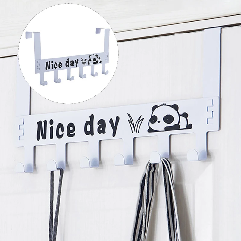 

Over The Door Hook Rack Panda Pattern Metal Hanger Wrought Iron Storage Holder