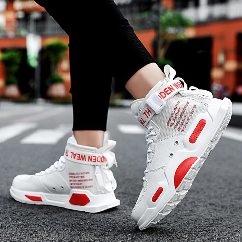 Large Size 46 Woman Breathable High Top Black White Mesh boots Shoes Lovers PU Soft Casual Shoes Chunky Sneakers Fashion Women