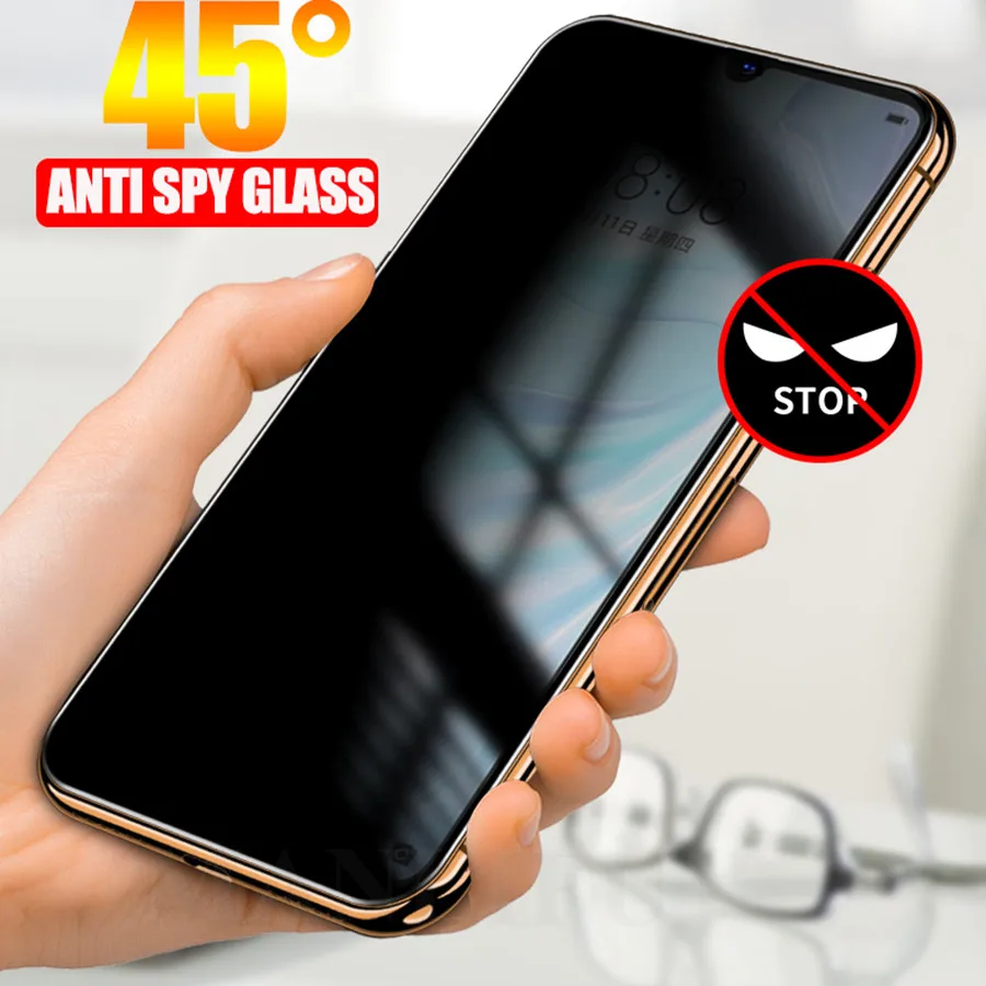 

3D Curved Anti Spy Tempered Glass for Huawei P30 Mate 20 P40 Pro Nova 5T P40 Lite Privacy Anti-Peep Screen Protector Honor 9A 20