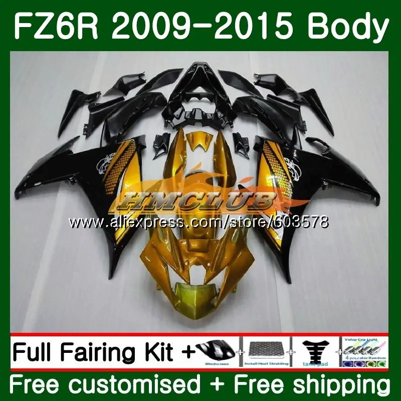 Корпус для YAMAHA FZ6N FZ6 R FZ-6R 2009 2010 2011 2012 2013 62CL. 15 FZ 6R FZ6R 09, 10, 11, 12, 13, 14, 15 лет, обтекатель, черного и золотого цвета