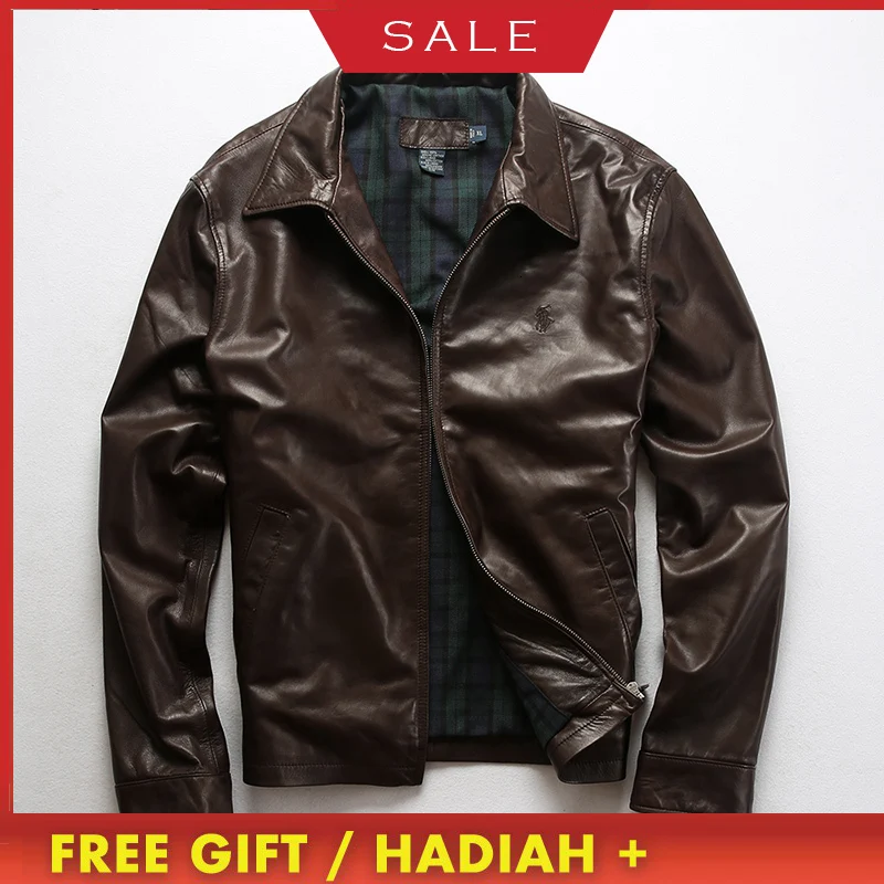 

2020 High Quality Genuine Leather Jackets Men's Autumn Winter Sheepskin Casual Business Coats Large Size Zipper Warm Jacket