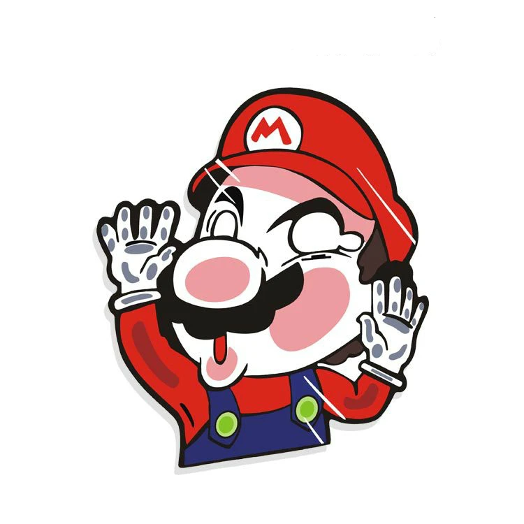 

Cartoon Super Mario Hit The Window Glass Graffiti Car Stickers Funny Laptop Bumper Cover Scratches Waterproof Decals PVC15*14cm
