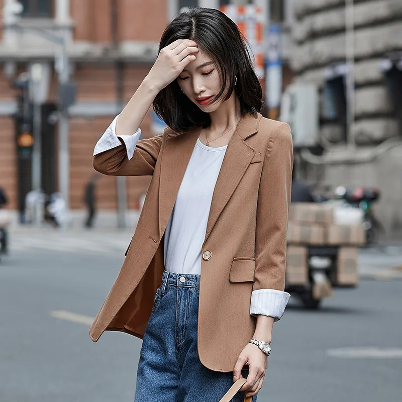 

Autumn / winter 2020 Blazer grey one piece coat women's cardigan long sleeve