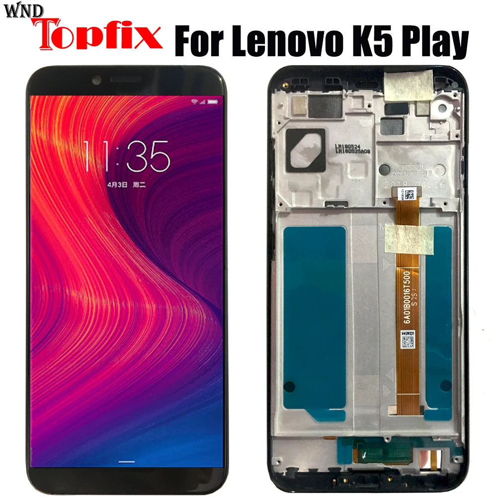 ЖК-дисплей Lenovo K5 play с сенсорным экраном и дигитайзером в сборе рамкой 5 дюйма для